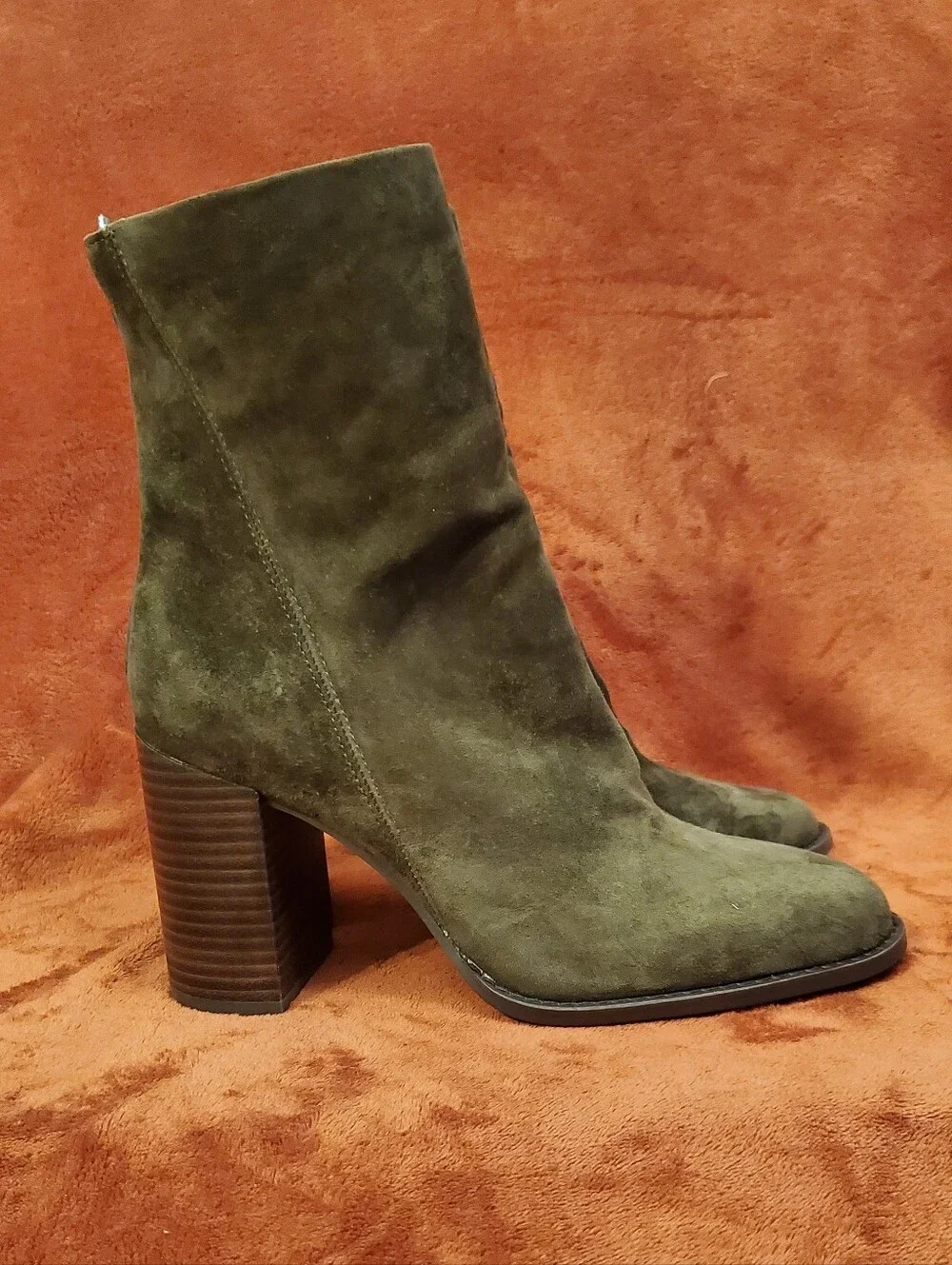 STEVE MADDEN Women's Olive Green Suede Leather Ankle Boots